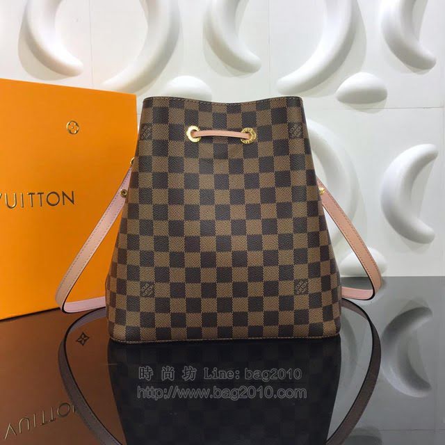 LV女包 N40213 2019新顏色 路易威登NéoNoé手袋 LV抽繩水桶包 LV女肩背包 LV棋盤格挎包  ydh3057